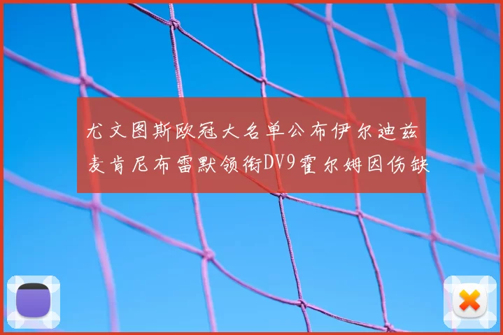 尤文图斯欧冠大名单公布伊尔迪兹麦肯尼布雷默领衔DV9霍尔姆因伤缺席